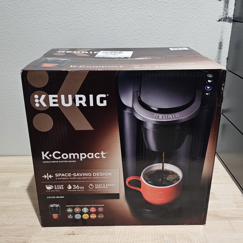 Keurig K-Compact Single Serve K-Cup Pod Coffee Maker Black 3 Brew Sizes